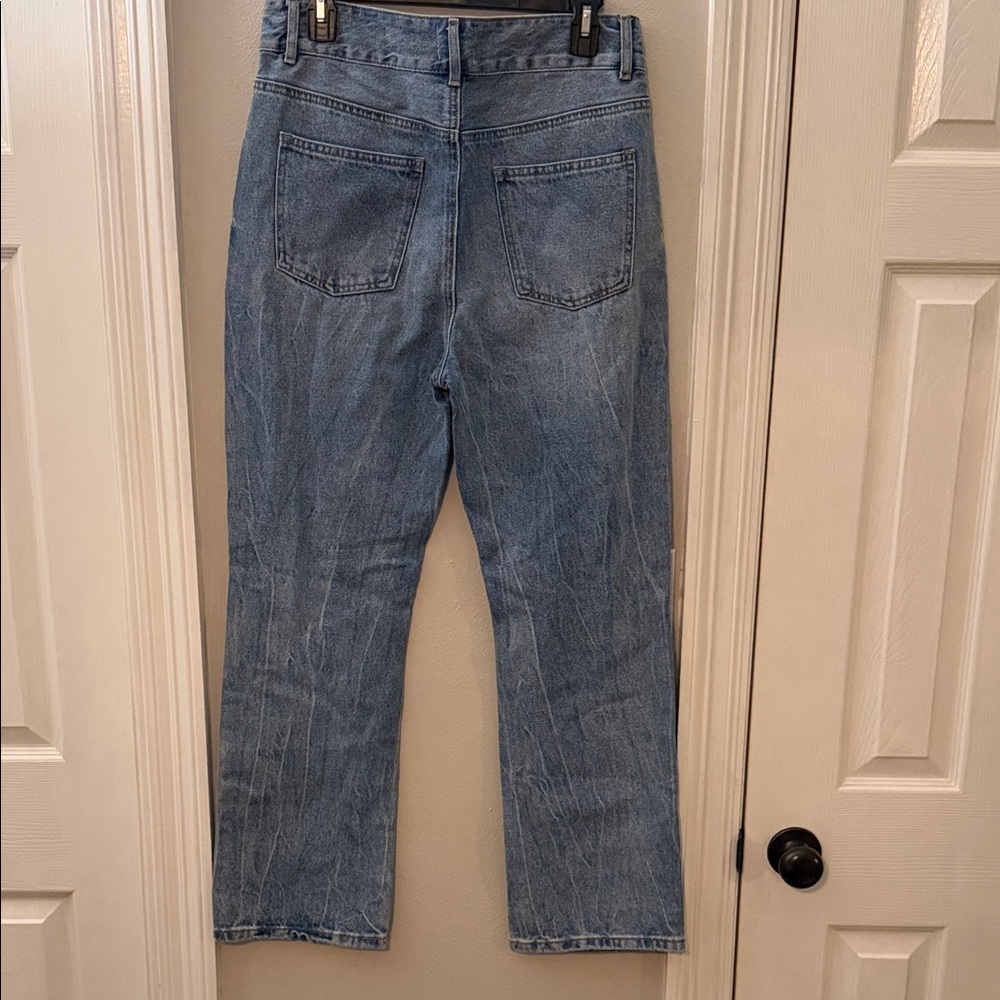 High Rise Distressed Blue Jeans - Picture 2 of 4